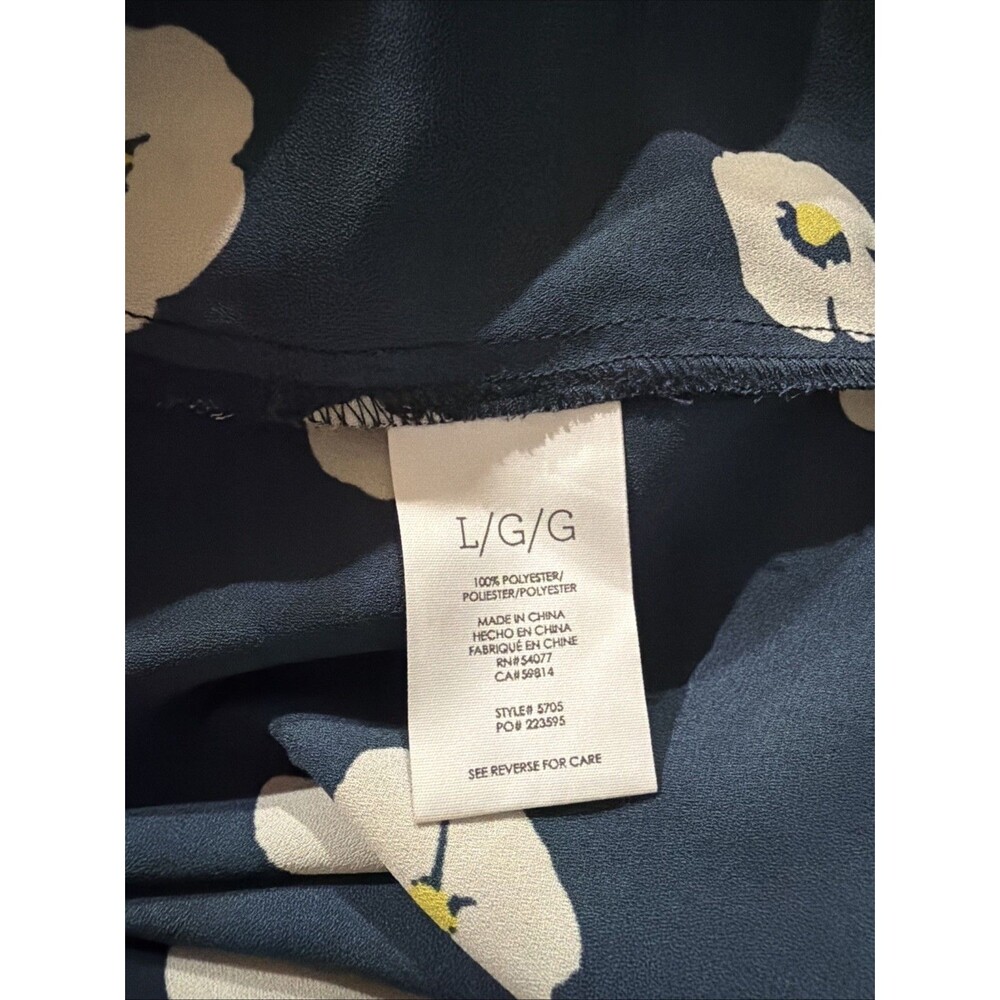 Cabi Go To Blouse Top Button Up All Over Daisy Floral Print Blue Women's L #5705 - Picture 5 of 5